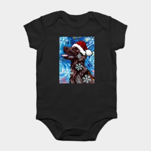 Chocolate Labrador Santa Baby Bodysuit